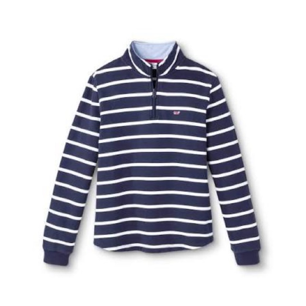 Vineyard Vines x Target Navy and White Striped Long Sleeve Zip Pullover